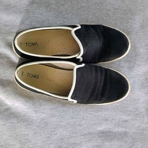 Toms Black Slip-On Shoes with White Trim